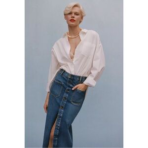 Anthropologie Pilcro Denim Button-front Midi Skirt